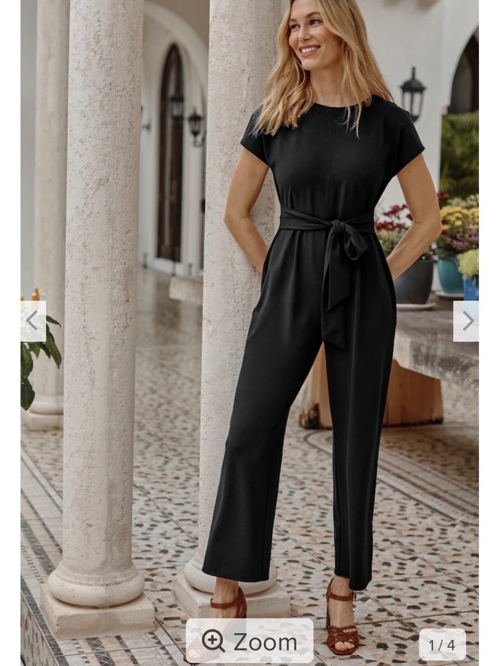NWT J. Jill Black Short-Sleeve Tie-Waist Jumpsuit